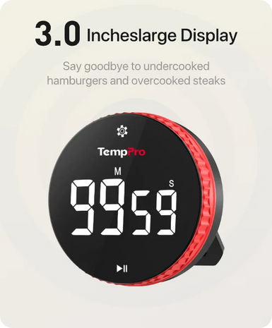 TempPro TM04 Digital Kitchen Timer — One-Touch Control, 3.1" LED