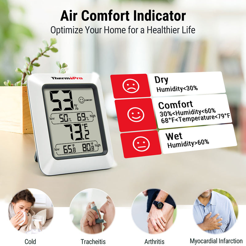 TempPro TP50 – Lot de 3 hygromètres/thermomètres numériques d'intérieur