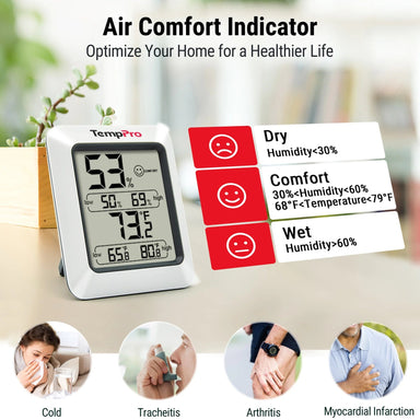 TempPro TP50 – Lot de 3 hygromètres/thermomètres numériques d'intérieur