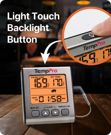 TempPro TempTrack CORE TP16S Leave-In Meat Thermometer — Oven-Safe Probe with Smart Alarm