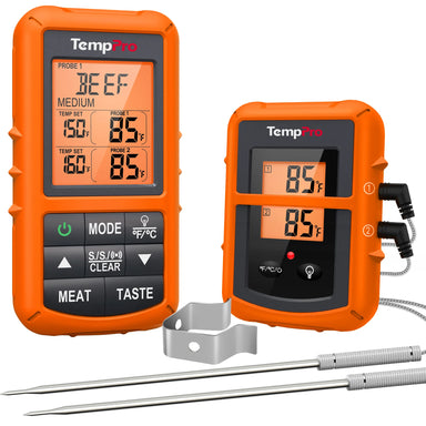 TempPro TempSync CORE TP20B Wireless Meat Thermometer — Dual Probe, Transmitter & Receiver (No App Needed)