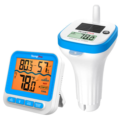 TempPro TempAir PLUS TP212B Wireless Solar Pool Thermometer - 500ft Range, IPX8 Waterproof