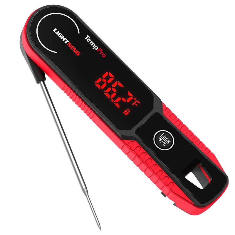 TempPro TP622W Lightning Instant-Read Meat Thermometer — 0.1-Second Read, ±0.5°F, 10-Year Warranty, Red·Store Edition