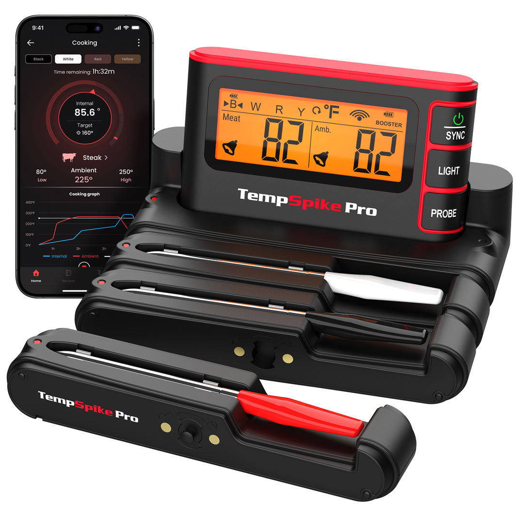 Termómetro inalámbrico para carne TP980 TempSpike Pro con Wi-Fi y Bluetooth, 3 sondas y alcance ilimitado