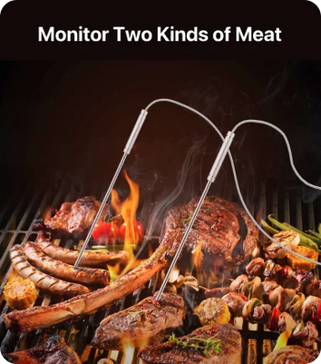 Termómetro inalámbrico TempPro TempSync PLUS TP828BW para carne — RF de 152 m, sondas dobles, 4 modos de alarma · Edición para tiendas