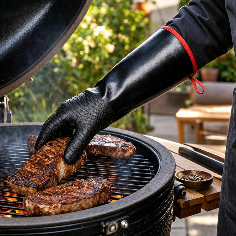 TempPro TP100 Waterproof BBQ Gloves — 932°F Heat-Resistant, 14