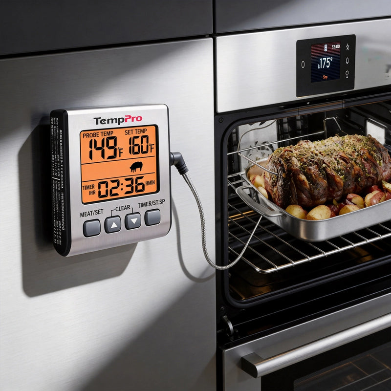 TempPro TP16S Leave-In Meat Thermometer — Oven-Safe Probe with Smart Alarm