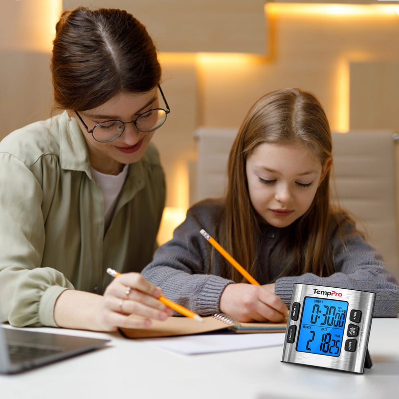 Minuteur de cuisine numérique TempPro TM02 — Double compte à rebours, écran LCD 2,6