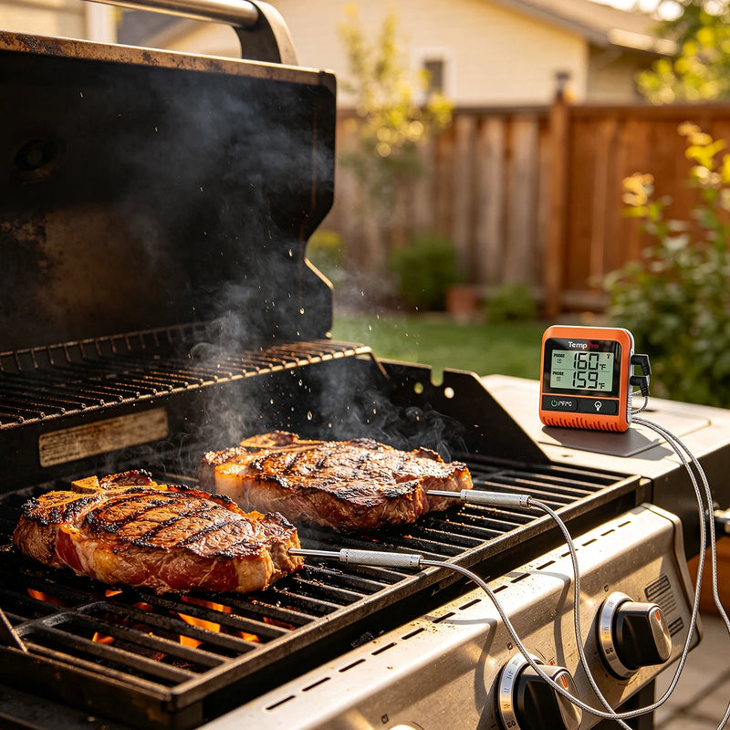 TempPro TP826 Wireless Meat Thermometer — 500FT RF Range, Dual Probes & BBQ Mode