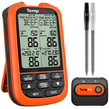 TempPro TempSpike XR TP863B Wireless Meat Thermometer — 2000FT RF Range, 2 Wire-Free Probes