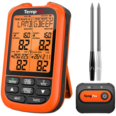 TempPro TempSpike XR TP863B Wireless Meat Thermometer — 2000FT RF Range, 2 Wire-Free Probes