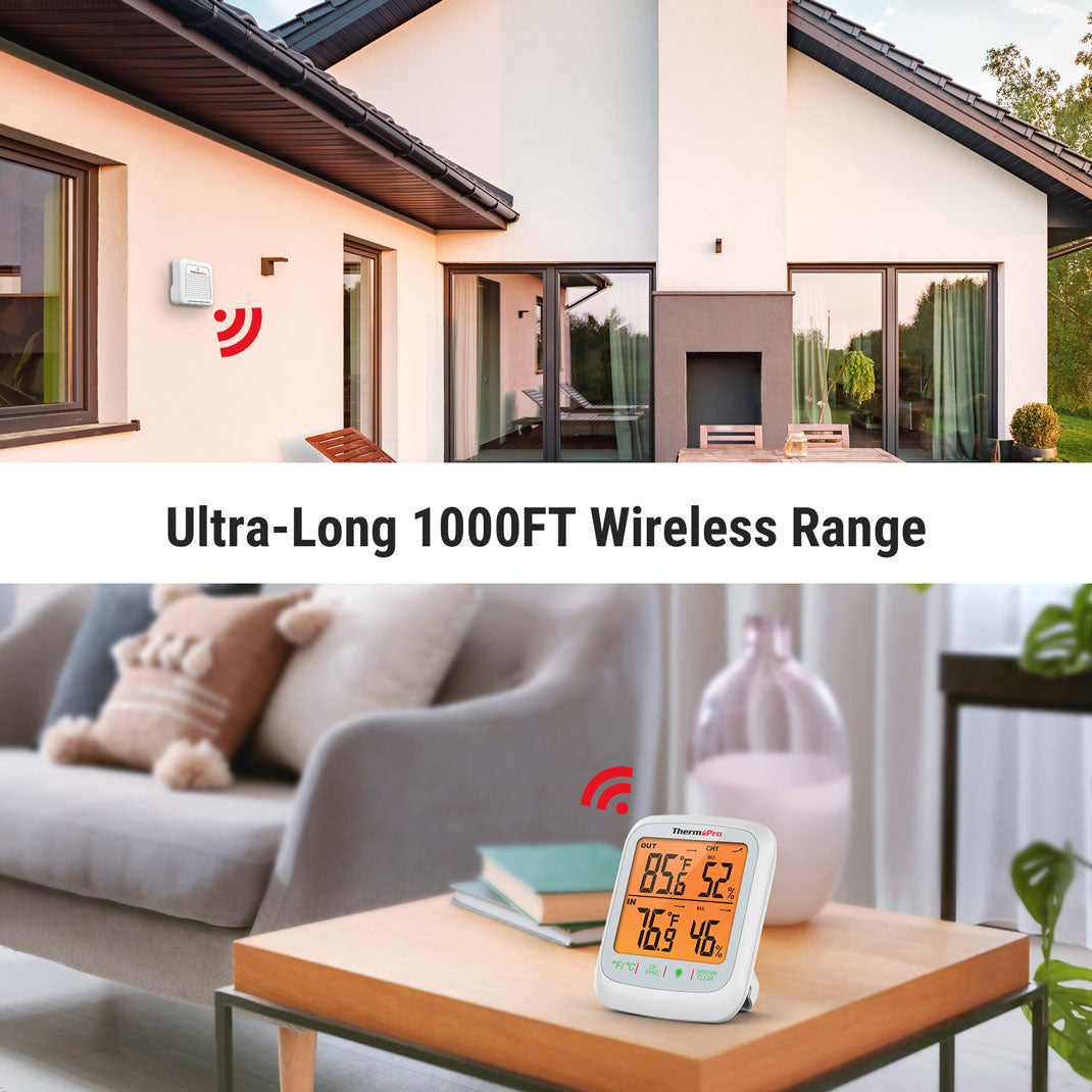 Thermomètre et hygromètre sans fil intérieur/extérieur TP260B