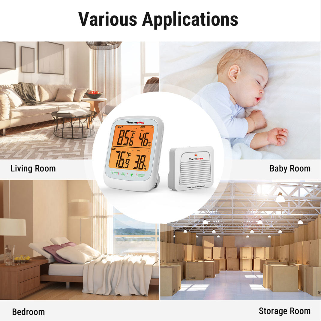 Termómetro higrómetro inalámbrico para interiores y exteriores TP260B