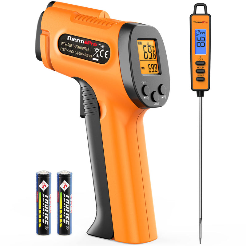 Pack économique : thermomètre infrarouge ThermoPro TP30 et thermomètre à viande numérique à lecture instantanée ThermoPro TP01S