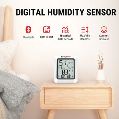 TP350 - Paquete de 2 termómetros higrómetros con Bluetooth para el hogar