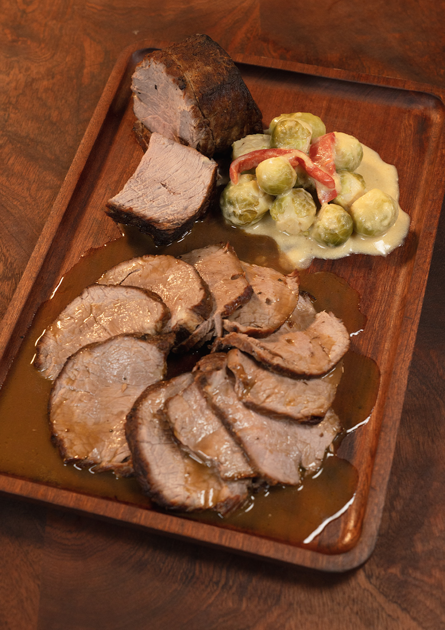 Herb-Roasted Beef Tenderloin with Crispy Brussels Sprouts