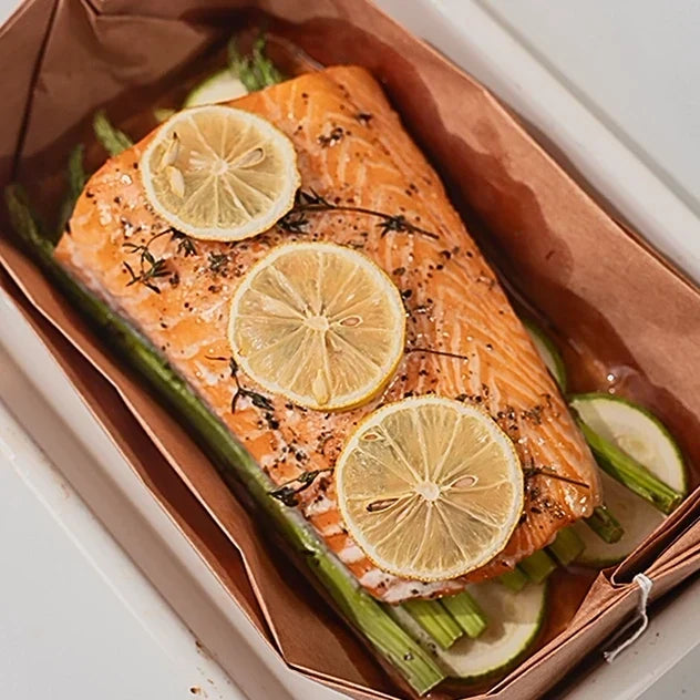 Lemon Honey Baked Salmon with Asparagus and Zucchini