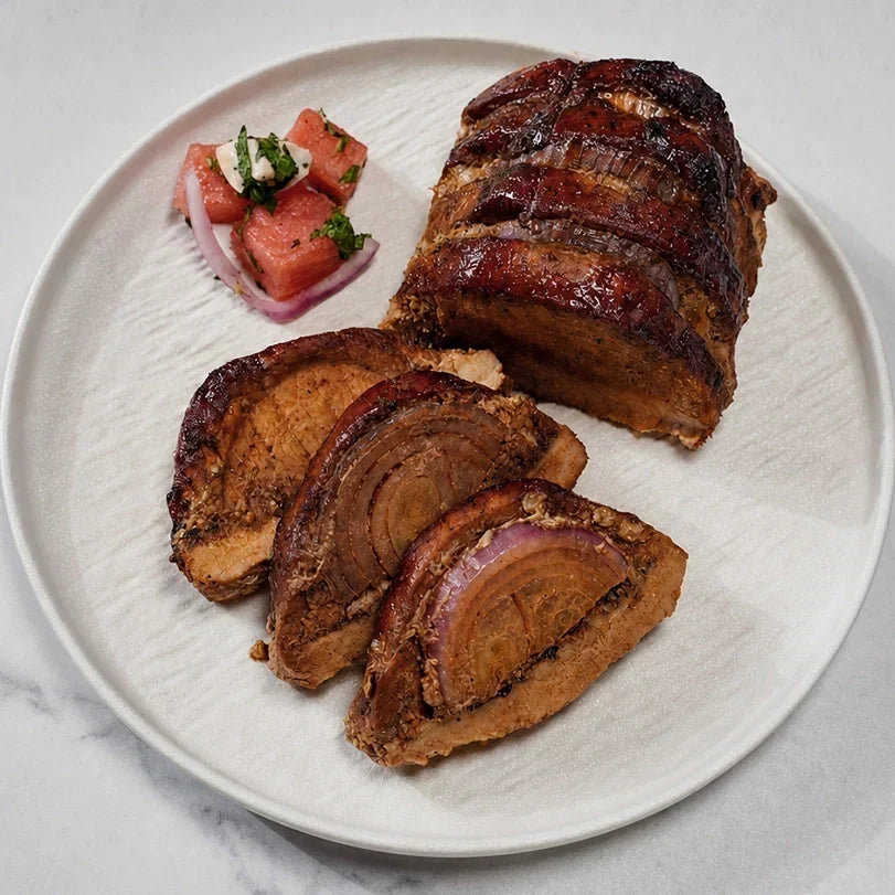 Orange-Glazed Pork Tenderloin with Watermelon Mozzarella Salad