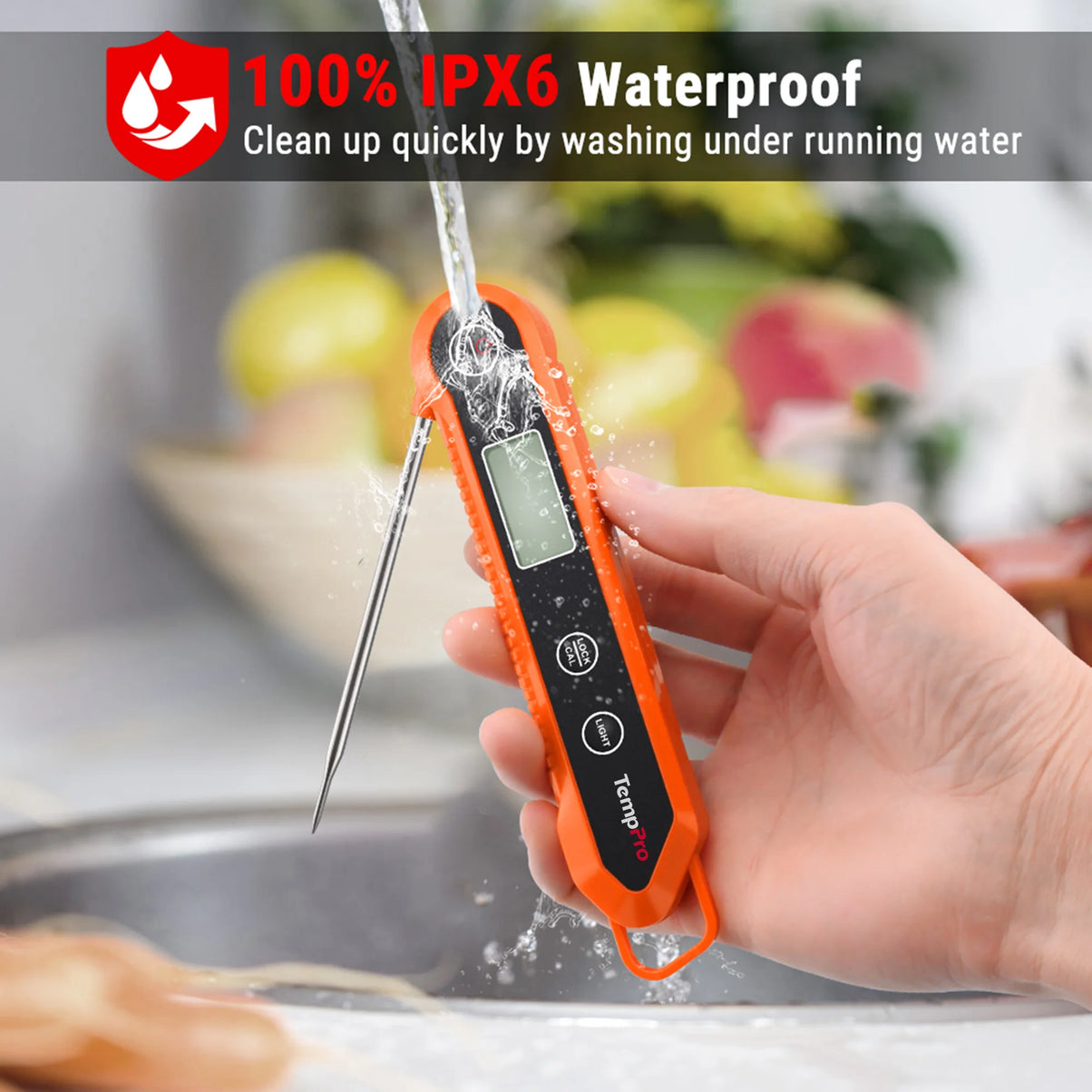 Thermomètre à viande numérique instantané TempPro TempSwift PLUS TP03H — Compact, rétroéclairé