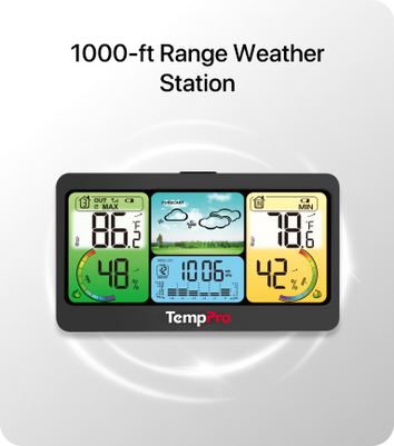 Estación meteorológica doméstica inalámbrica TempPro TempAir PLUS TP280B — Alcance de 300 m, pronóstico y barómetro