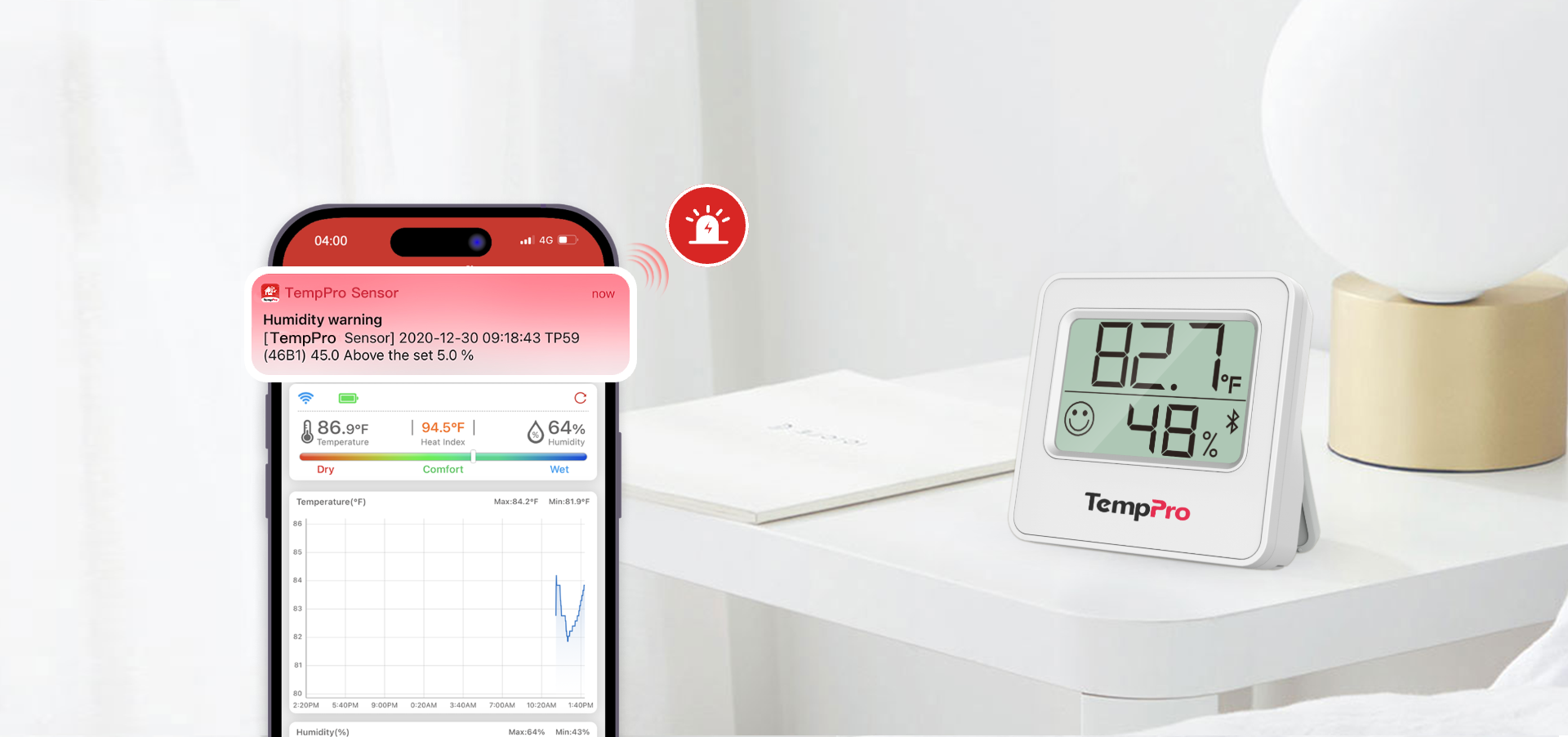 Higrómetro/termómetro Bluetooth para interiores ThermoPro TP357