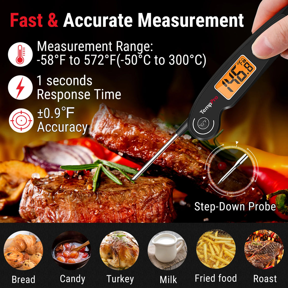 TempPro TP920 Thermomètre à viande Bluetooth + TP605 Thermomètre à lecture instantanée — Pack économique