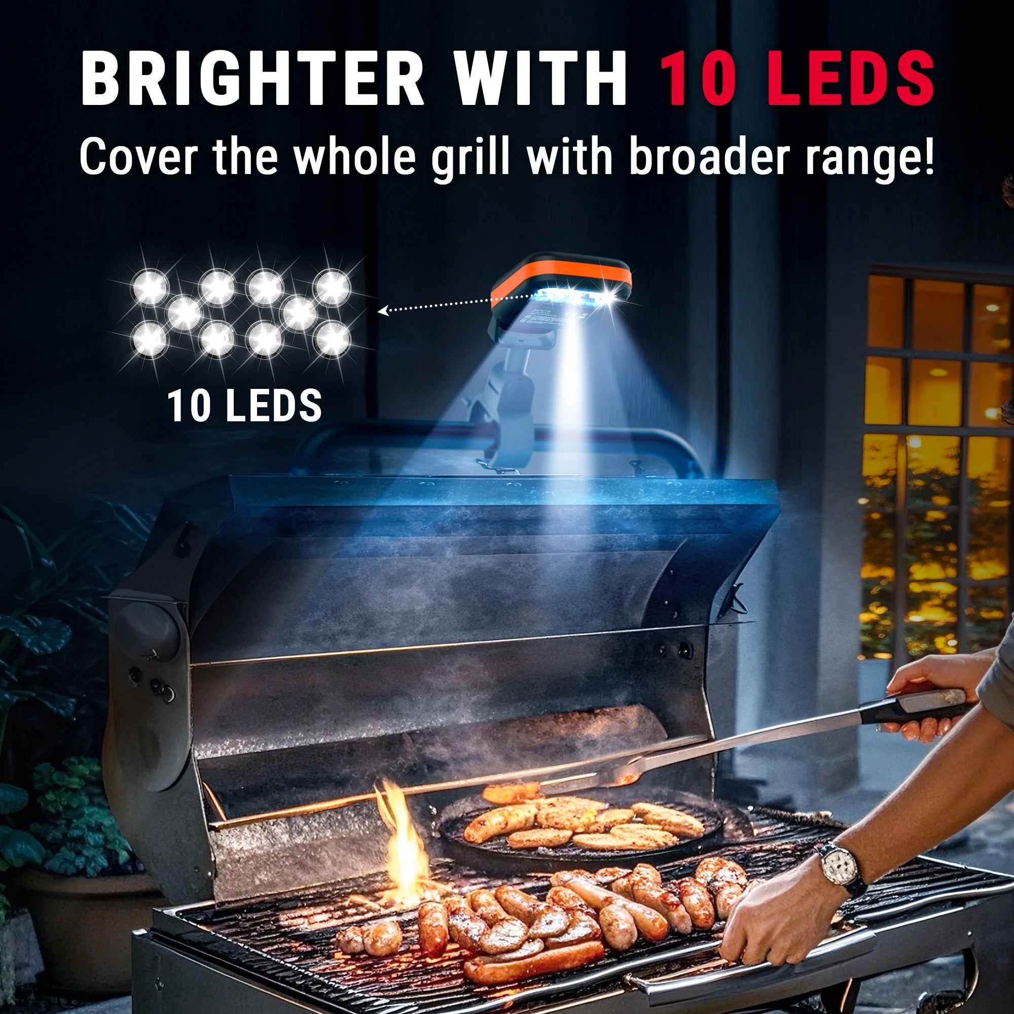 Luces para parrilla A100 para exteriores con 10 LED 