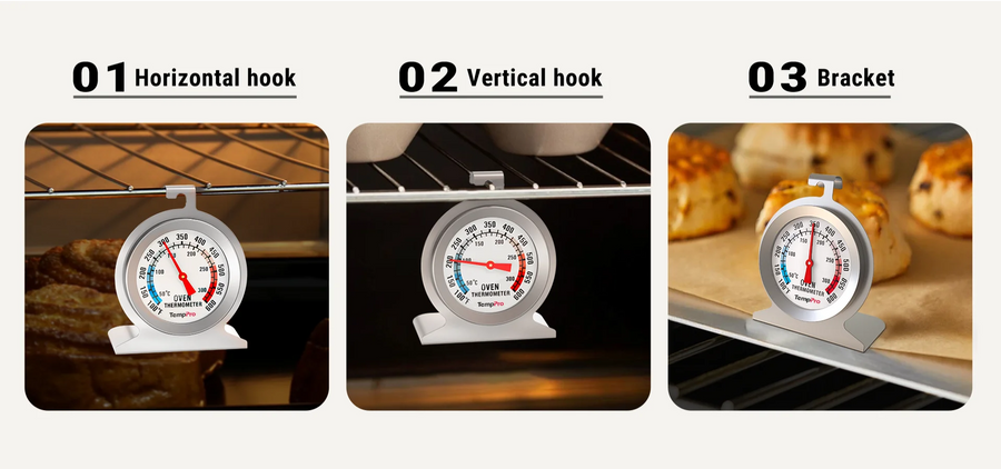 TempPro AOT200 Oven Thermometer — 100–600°F, Battery-Free, Anti-Rust Dial
