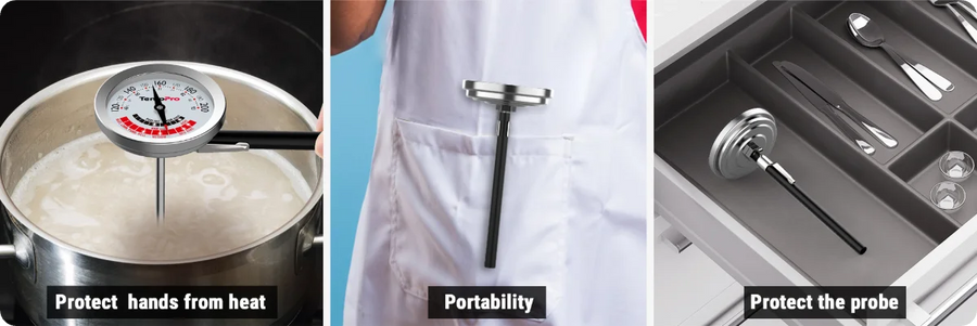 TempPro APT200-12A Instant-Read Meat Thermometer - Battery-Free Dial, 5.1" Probe