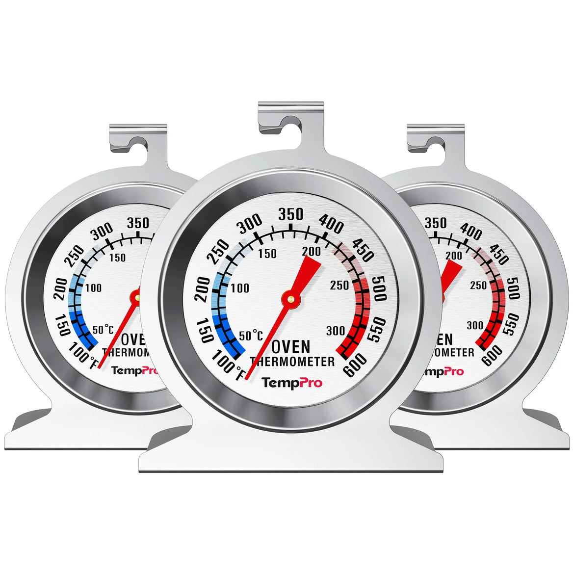 TempPro AOT200 Oven Thermometer — 100–600°F, Battery-Free, Anti-Rust Dial