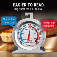 TempPro AOT200 Oven Thermometer — 100–600°F, Battery-Free, Anti-Rust Dial