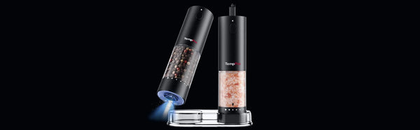 TempPro APG709 Electric Salt & Pepper Grinder Set — One-Handed, 2-Pack
