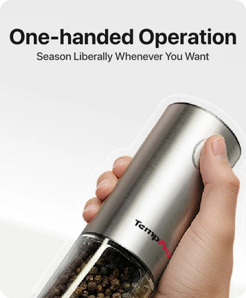 TempPro APG710 Electric Salt & Pepper Grinder Set — One-Handed, USB-C Rechargeable