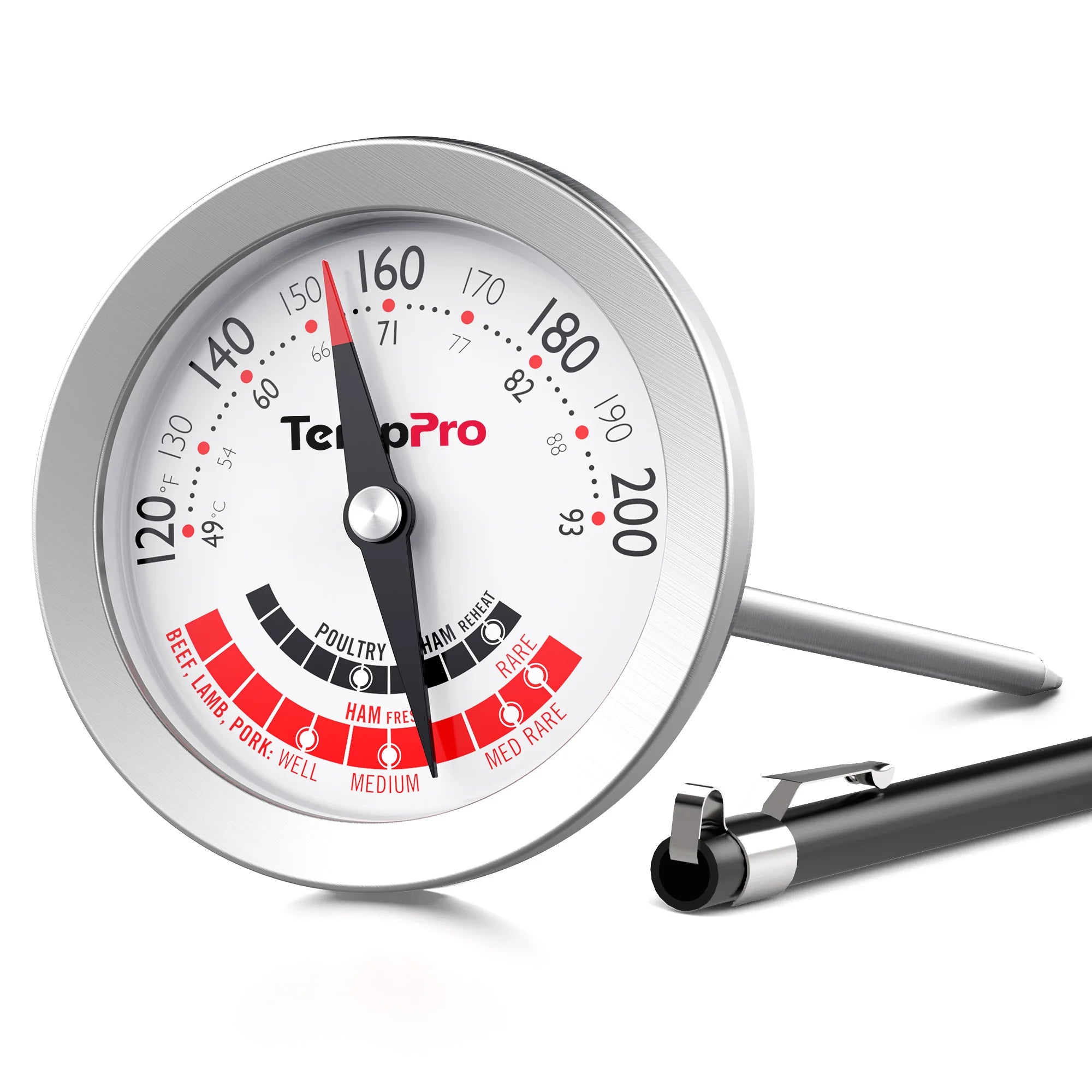 Termómetro para carne de lectura instantánea ThermoPro APT200-12A con sonda de acero inoxidable de 5,1''