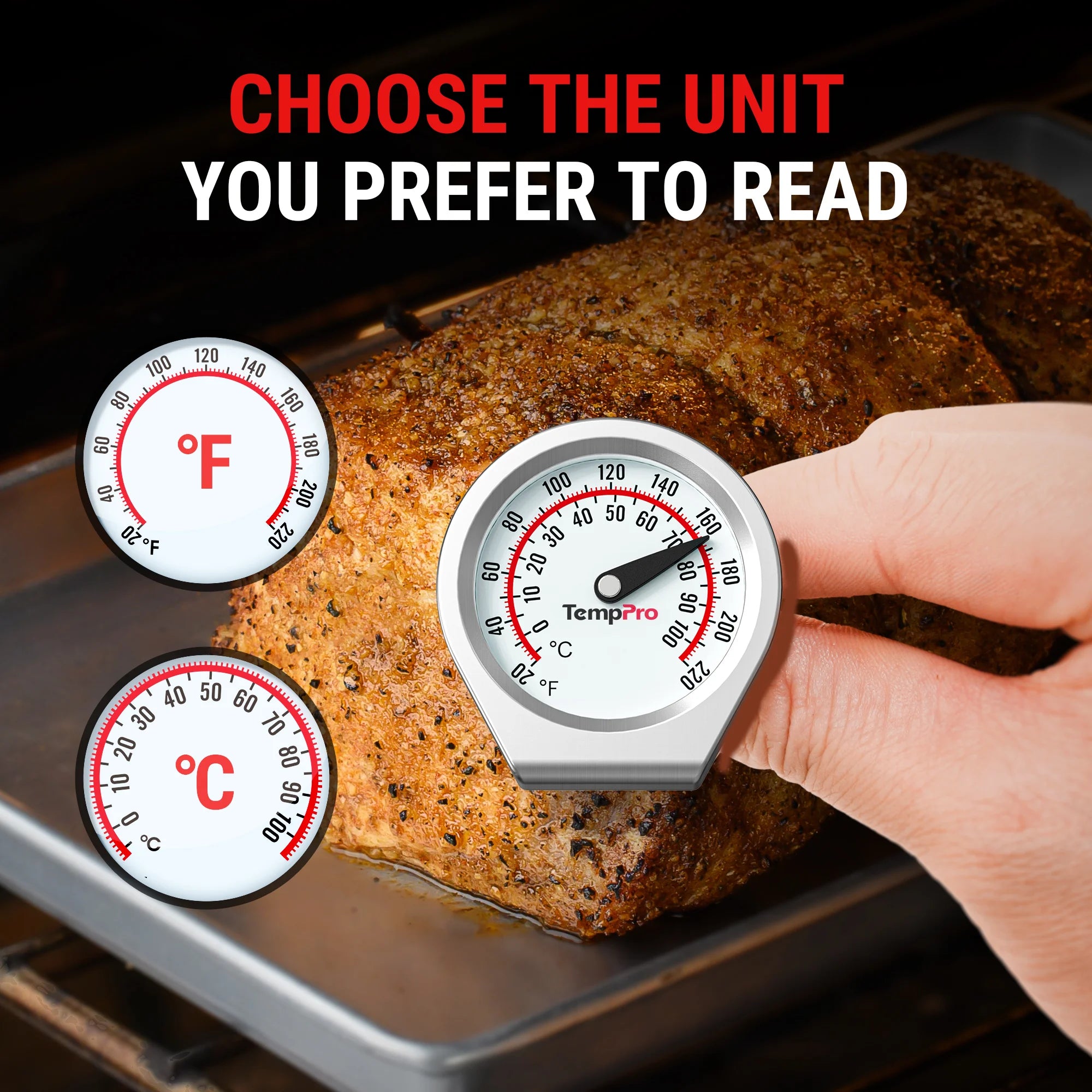 Thermomètre à viande à lecture instantanée ThermoPro APT418 avec sonde en acier inoxydable de 5 pouces