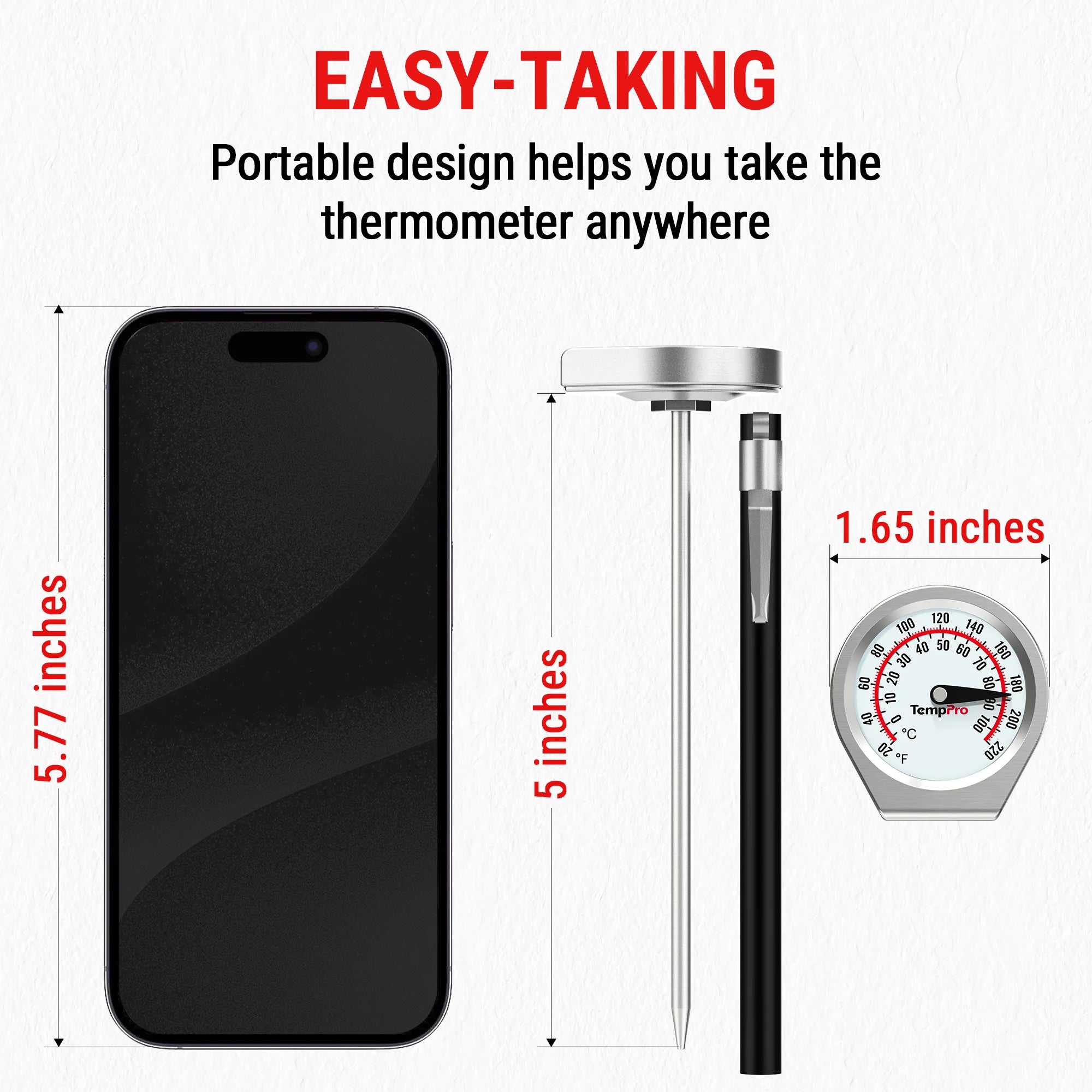 Thermomètre à viande à lecture instantanée ThermoPro APT418 avec sonde en acier inoxydable de 5 pouces