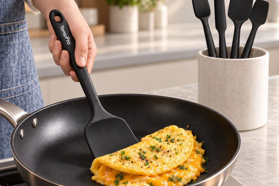TempPro AYK042 5-Piece Silicone Spatula Set: Food-Grade, Heat-Resistant, Safe for Non-Stick Pans