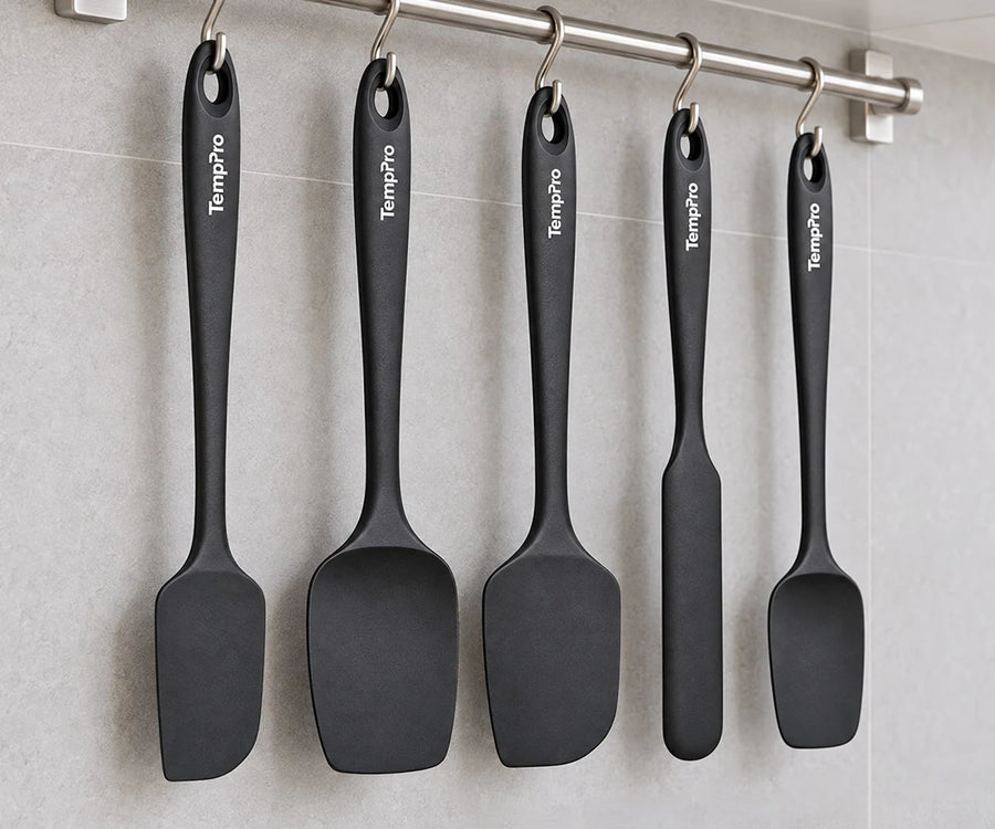 TempPro AYK042 5-Piece Silicone Spatula Set: Food-Grade, Heat-Resistant, Safe for Non-Stick Pans