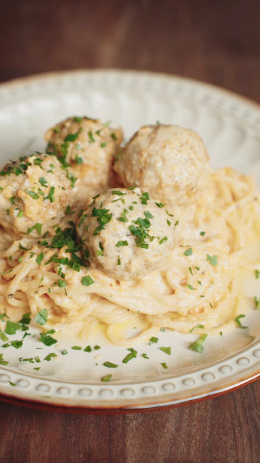 Pasta cremosa con camarones Boursin 