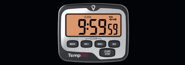 TempPro TM01 Digital Kitchen Timer — Long 99h Countdown, Clear LCD
