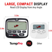 TempPro TM01 Digital Kitchen Timer — Long 99h Countdown, Clear LCD