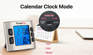 TempPro TM02 Digital Kitchen Timer — Dual Countdown, 2.6" LCD