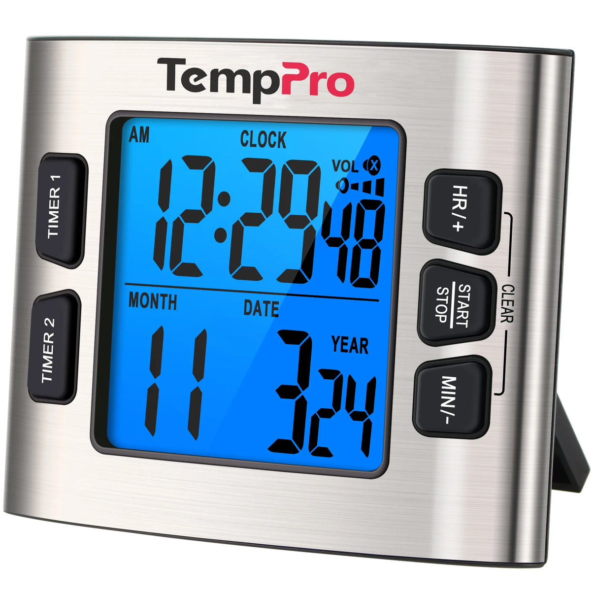 TempPro TM02 Digital Kitchen Timer — Dual Countdown, 2.6" LCD