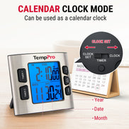TempPro TM02 Digital Kitchen Timer — Dual Countdown, 2.6" LCD