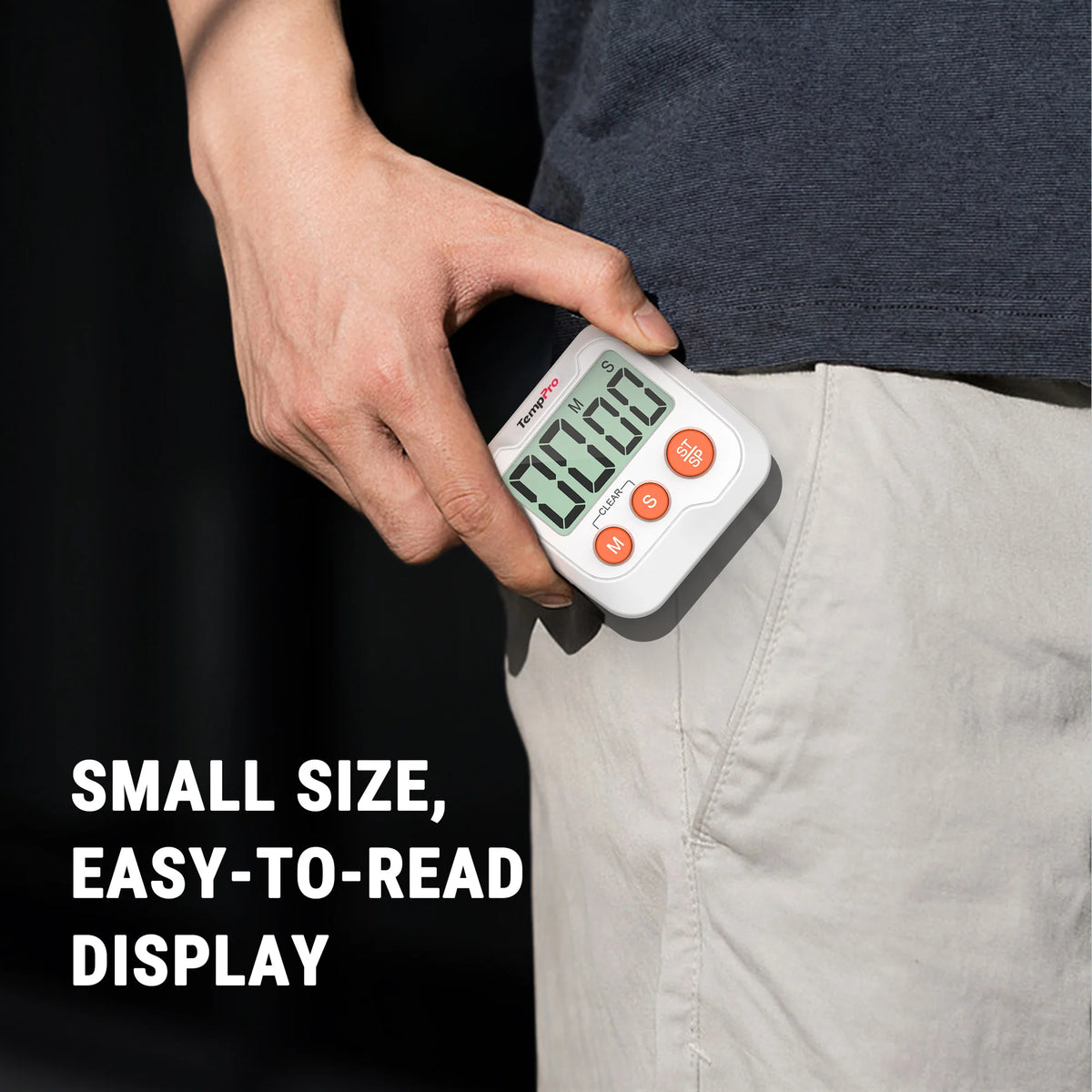 TempPro TM03 Digital Kitchen Timer — Memory Recall, 2-Level Alarm