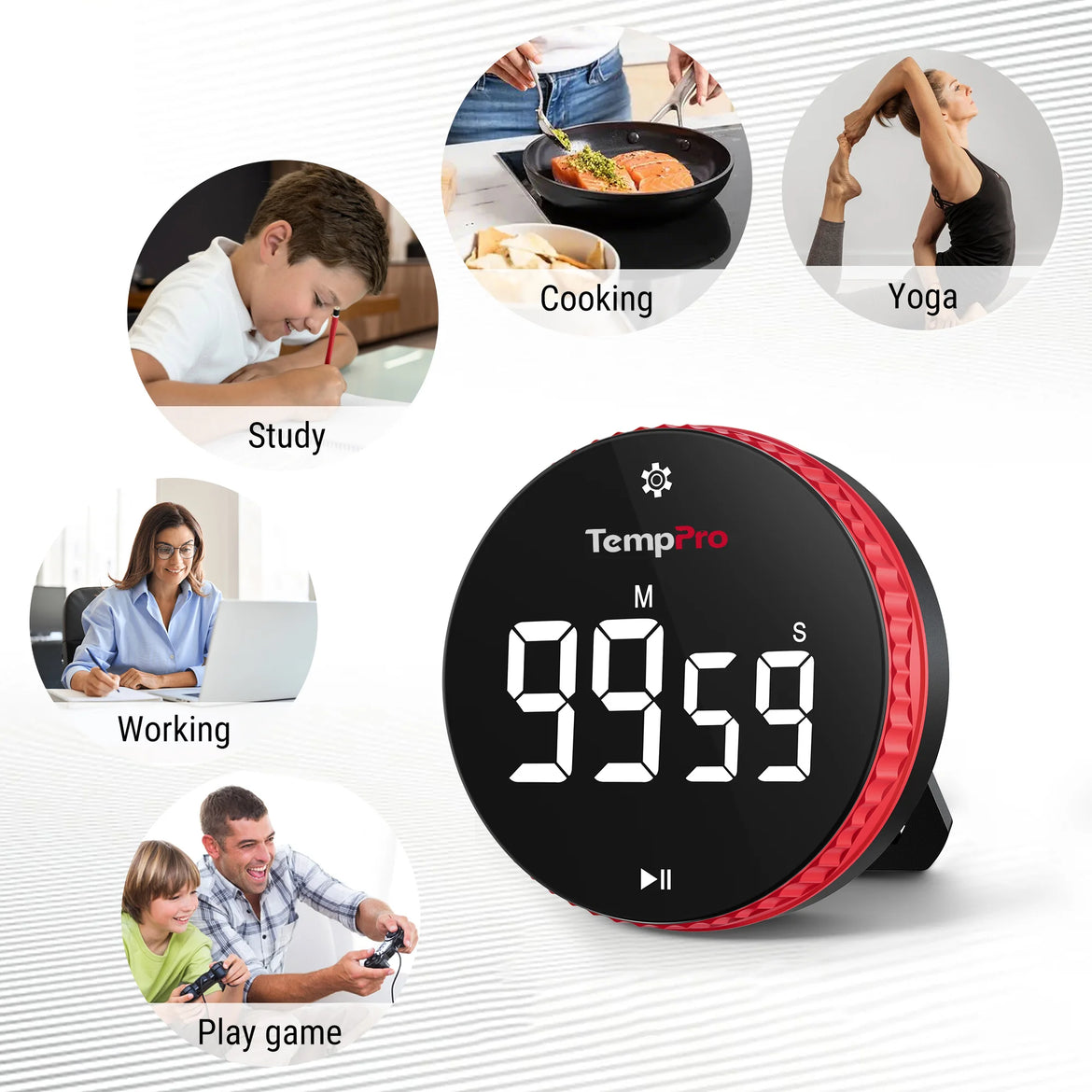 TempPro TM04 Digital Kitchen Timer — One-Touch Control, 3.1" LED