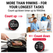TempPro TM04 Digital Kitchen Timer — One-Touch Control, 3.1" LED