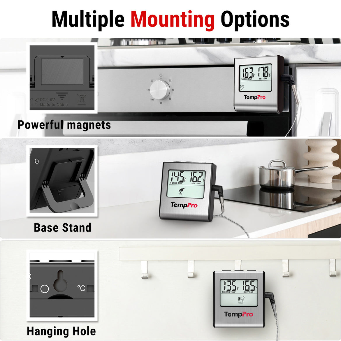 Thermomètre à viande TempPro TempTrack CORE TP16 – Compatible four et gril, alarme programmable