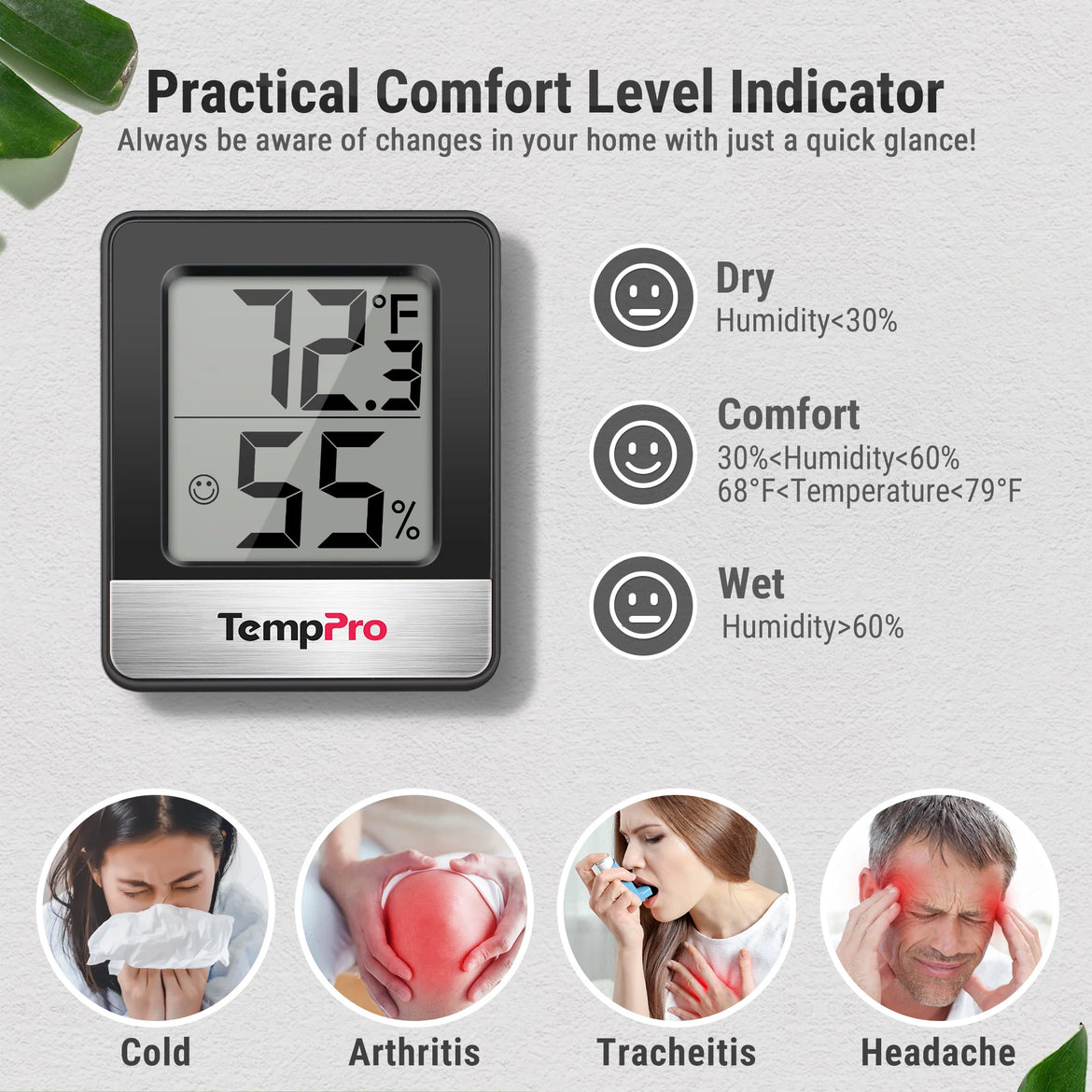 Thermomètre-hygromètre Bluetooth TempPro TP358 + mini-hygromètres TP49B (pack de 3) — Moniteur de température et d'humidité intérieure