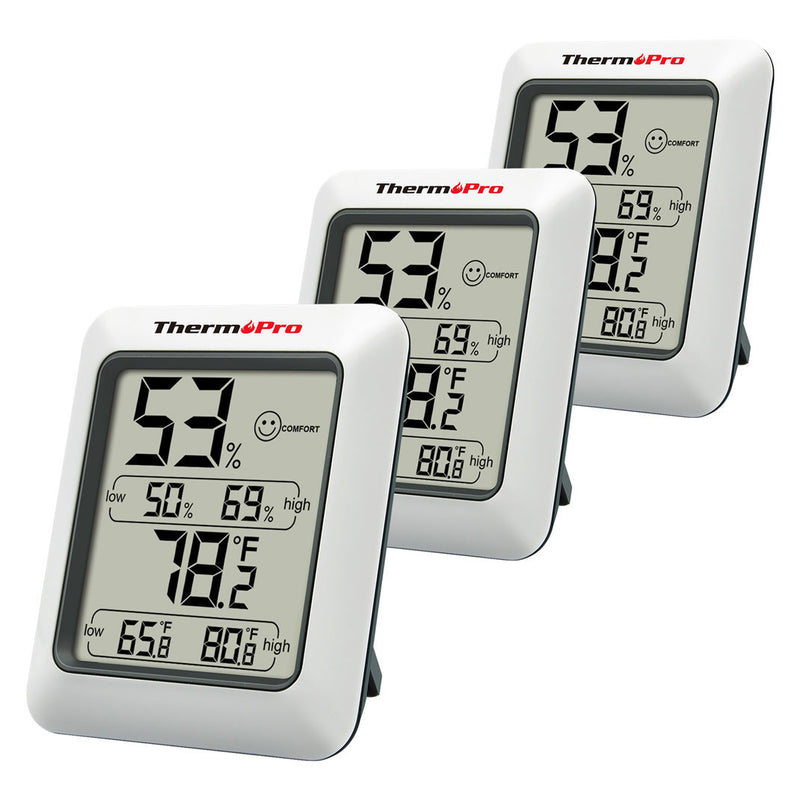 TempPro TP50 – Lot de 3 hygromètres/thermomètres numériques d'intérieur